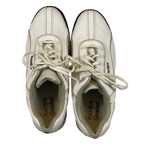 FootJoy GreenJoys White Leather Golf Shoes Women's Size 8.5 Spiked - Picture 2 of 11